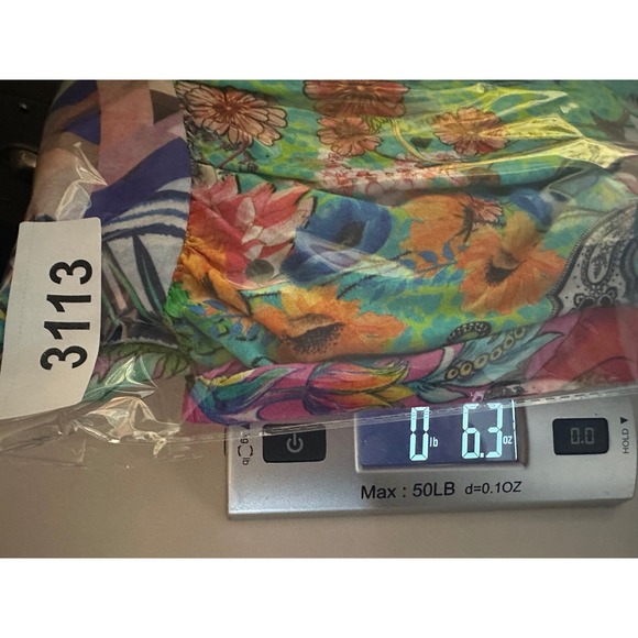 Lula Soul Floral Mixed Media Patchwork Tiered Boho Mini Dress Sz L Tropical Vaca - Picture 10 of 10